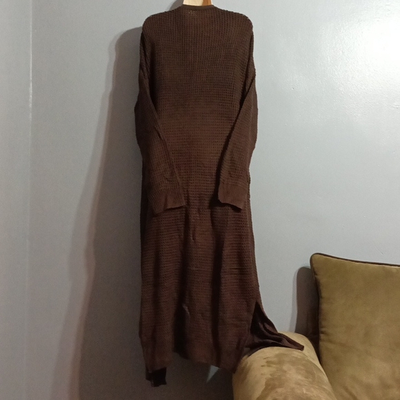 Shein Plus drop shoulder open front split hem cardigan 2xl - Picture 12 of 17